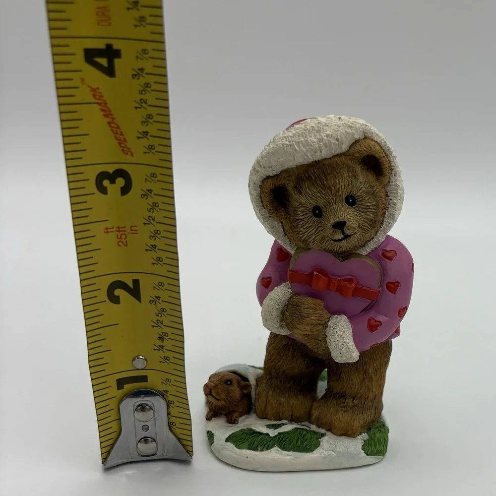 Danbury Mint February Calendar Bear Figurine‎ Heart Parka Groundhog Pink Brown